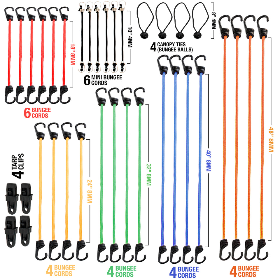 BUNGEE CORDS Stretch Rope 8mm With HEAVY DUTY CARABINER CLIPS